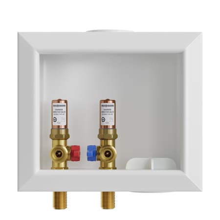 Jones Stephens Washing Machine Box, Right Outlet with Water Hammer Arrestor, 1/2in. MIP/SWT Connection B05746